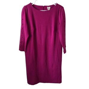 Chicos US Womens Petite 1P Magenta Button-Sleeve Sheath Dress Classic Office
